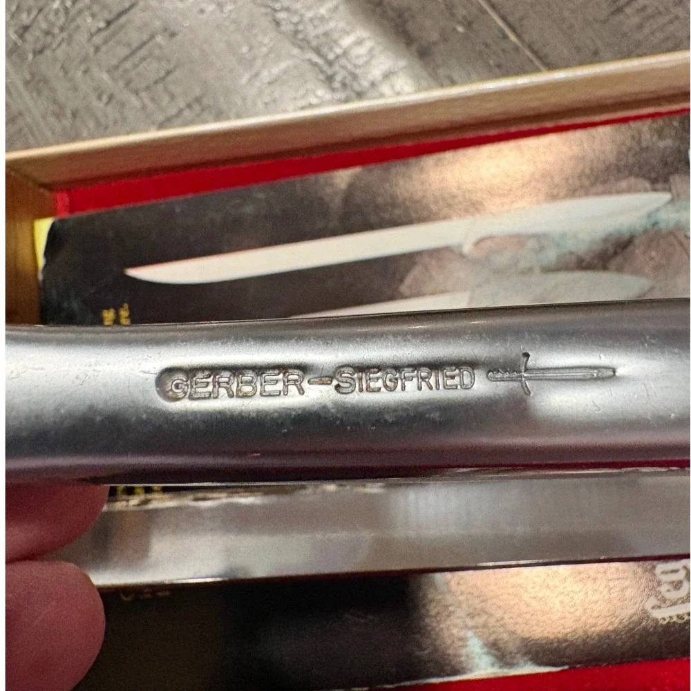 Vintage Gerber Balmung Carving Knife & Siegfried Fork Set Boxed Legendary Blades